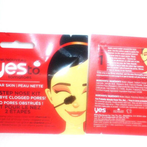 4x YES to TOMATOES 2 Step NOSE KIT Clear Skin BYE Clogged Pores Charcoal Detox - Picture 3 of 5